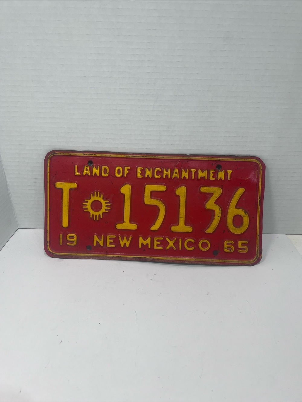 Vintage Red & Yellow New Mexico License Plate Wall Art